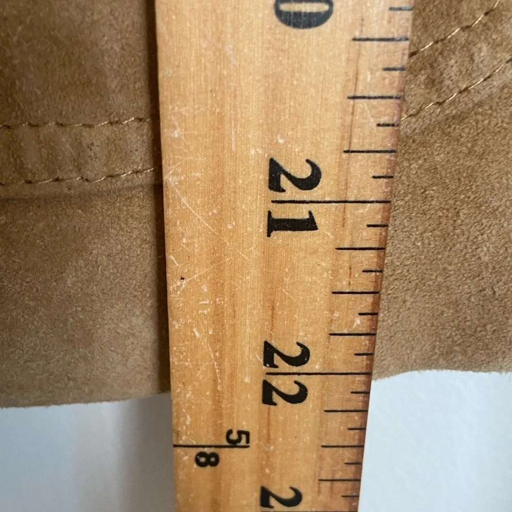 New York & Company Suede Leather Blazer Jacket 10‎ Tan Front Pockets Y2K Preppy